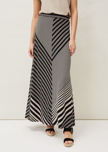 Phase Eight Roz Stripe Skirts Black/Grey USA | 7890463-JR